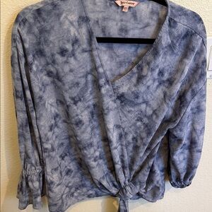 Juicy Couture Tie-Dye Blue Wrap Blouse